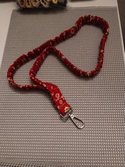 Key holder floral red scrunchie stretch lanyard