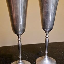Antique Silver-Plated Wine Goblets.