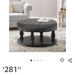 40in Modern Ottoman Tufted Gray NEW 