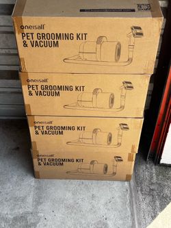 Oneisall 7 In 1 Dog Grooming Kit, Low Noise Pet Grooming Vacuum with 1.5 L Dust Cup, Dog Vacuum for