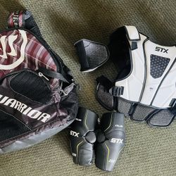Lacrosse Backpack, Elbow Guards, And Chest Pad/Protector 