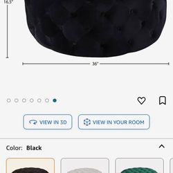 Velvet Black Ottoman 