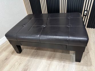 Large Square Leather Storage Ottoman / Coffee Table