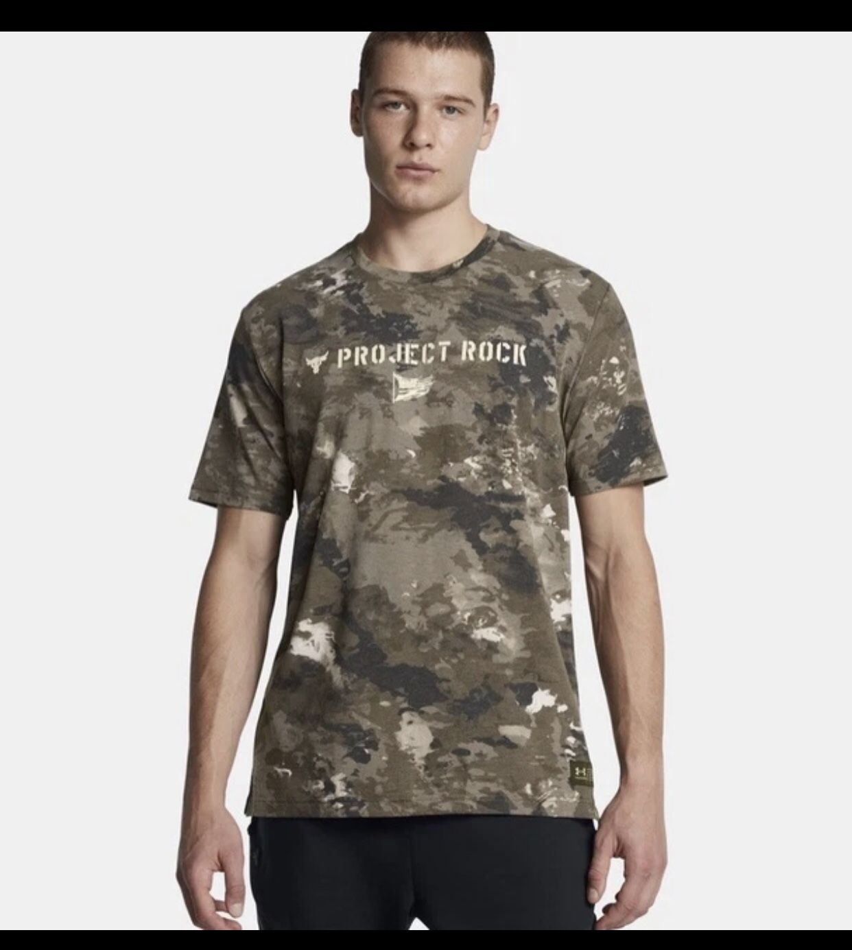 UNDER ARMOUR Project Rock Veterans Day AOP Camo Shirt Men’s Tee 1386929-366