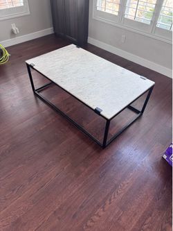 Stone coffee table with a crack
