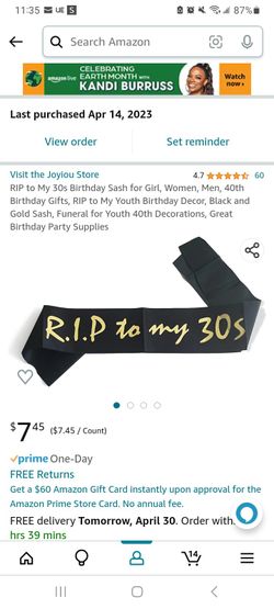RIP To My 30s Sash