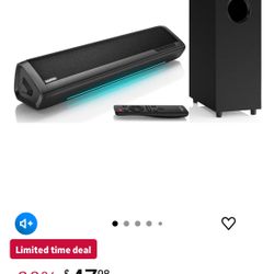 Saiyin Sound Bar for Smart TV with Subwoofer, 2.1 Deep Bass 100W Soundbar TV Speaker Home Theater Surround System PC Gaming Bluetooth/AUX/Optical Conn