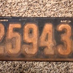 Original 1918 Ohio Metal Plate Wall Sign 