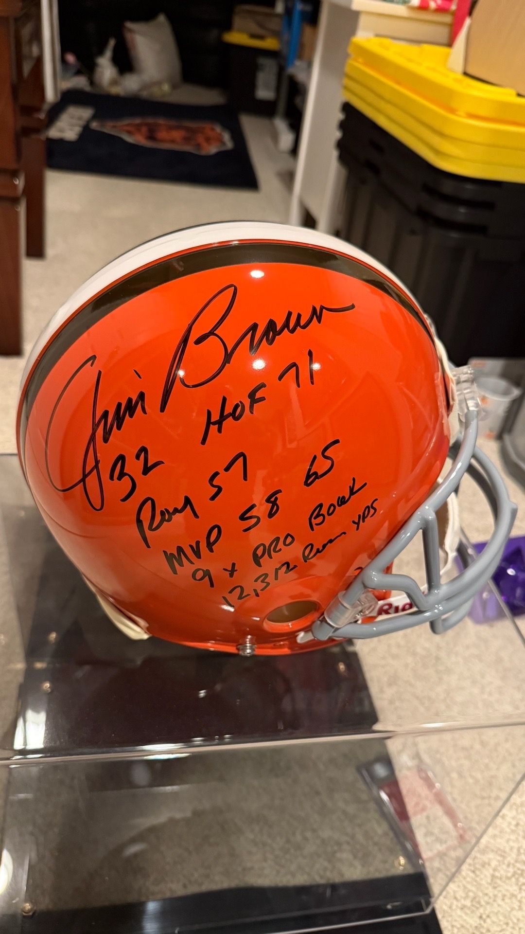 Jim brown signed proline Helmet W/6 Inscriptions PSA COA