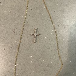 10 Karat Gold, Turkey Chain, One Carat, natural Diamond, Gold Plated Cross