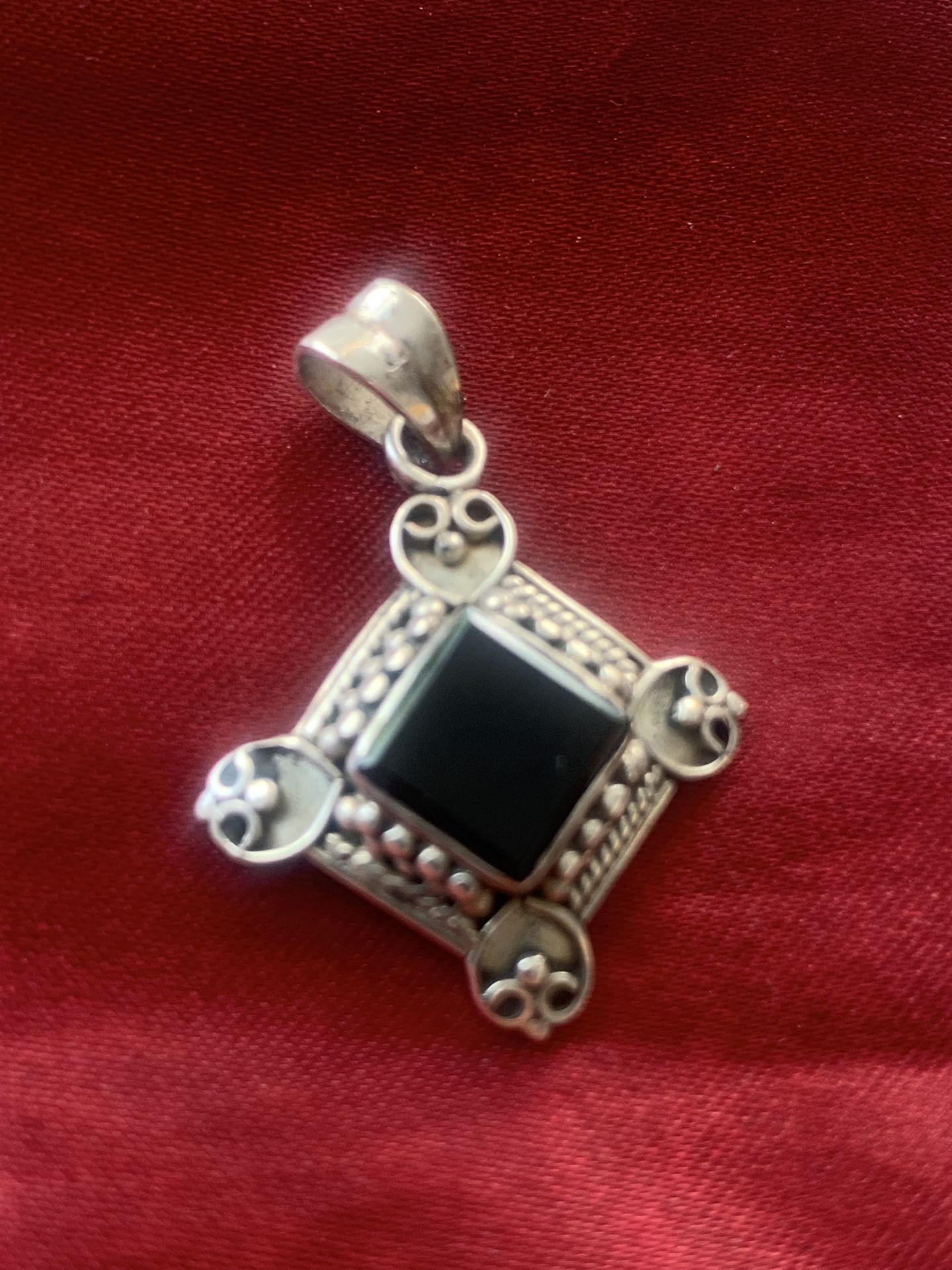 Vintage Onyx Pendant Sterling Silver No Chain
