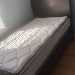 Twin Sleigh Bed With Pillow Top Mattress & Box Spring