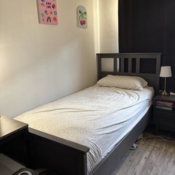 TWO grey bed frames with slats