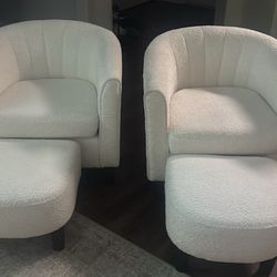 White chairs With Foot Stool 