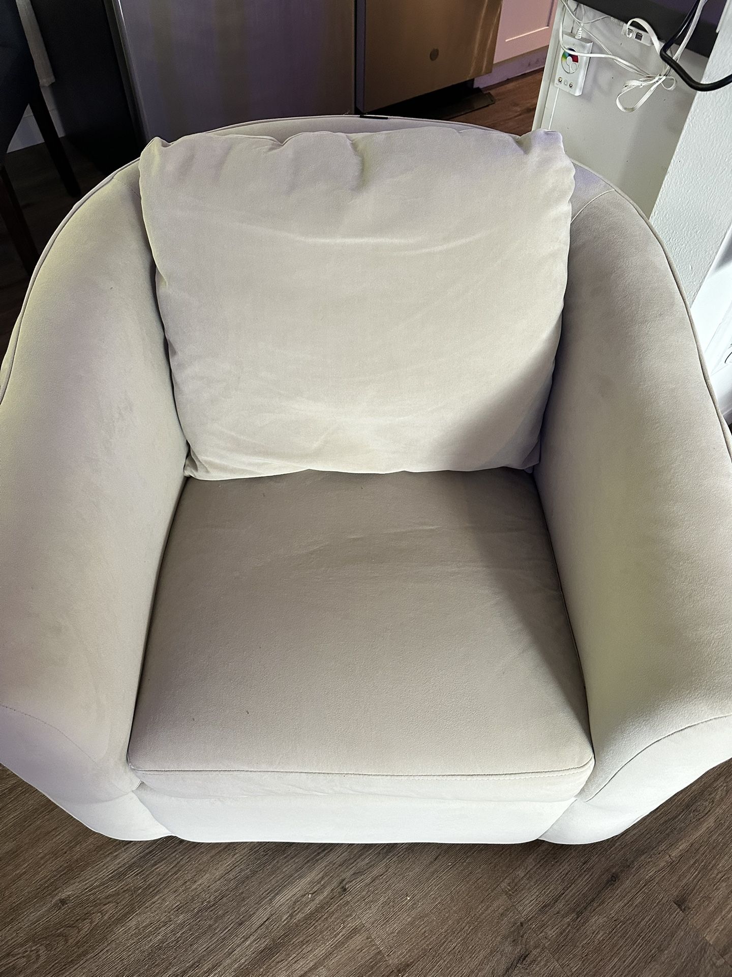 Cream Suede Swivel Chair