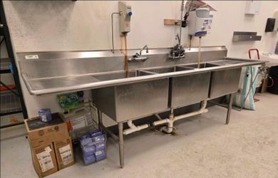 2 Commercial Stainless Steel 3-Compartment Sink