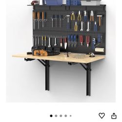 New Ultrawall Wall Mounted Folding Workbench With Pegboard 