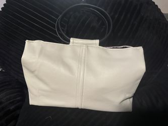 Cream Faux Leather Handbag.