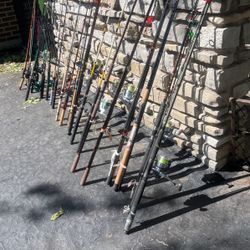 Fishing Poles, Gear and Live Catch Baskets 