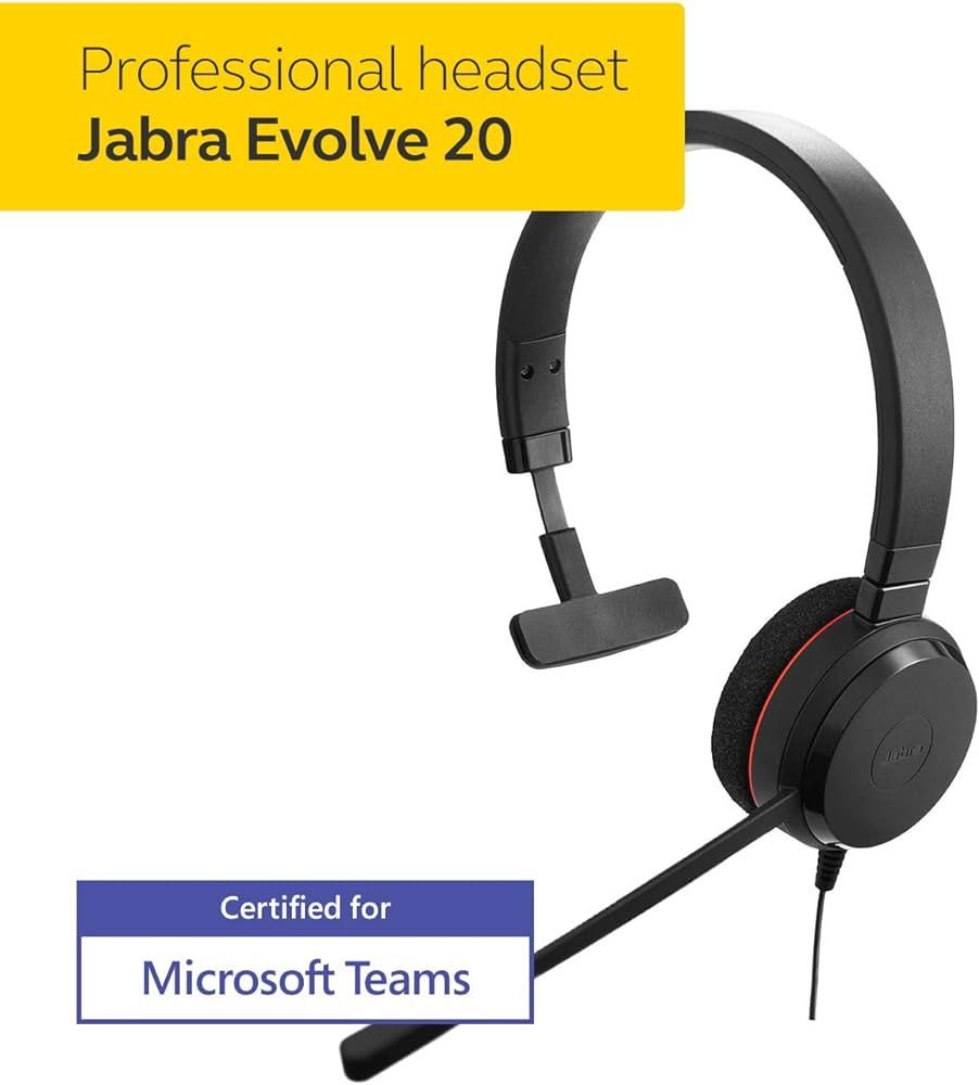 Jabra GN Evolve 20 MS Teams Wired USB Phone Headset Super Sound & Comfort HSC016