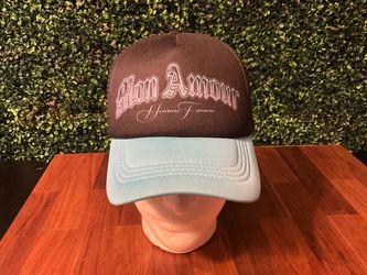 Homme Femme Mon Amour Trucker Hat - Brown/Light Blue - OS