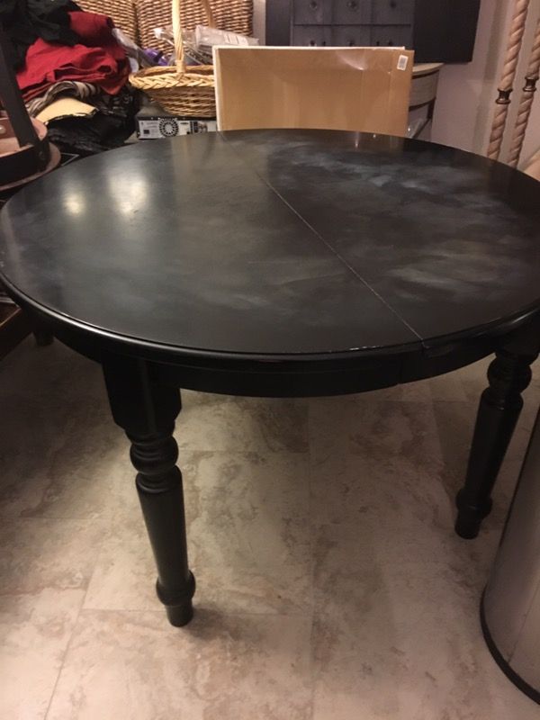 Pottery Barn black Ashford dining table