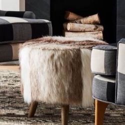 NEW Faux Fur Ottoman Pouf