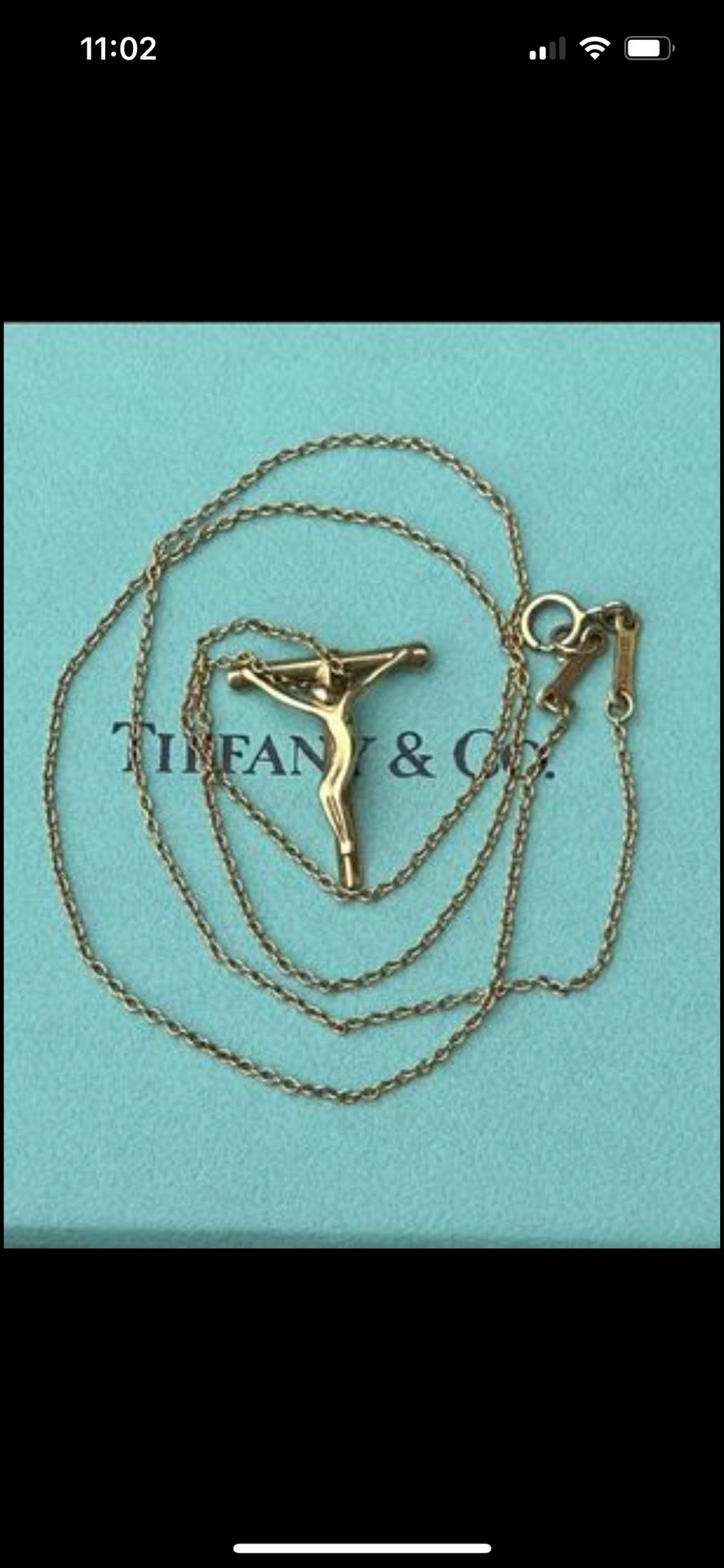 Tiffany & Co 18K Elsa Peretti Cross with Jesus Necklace