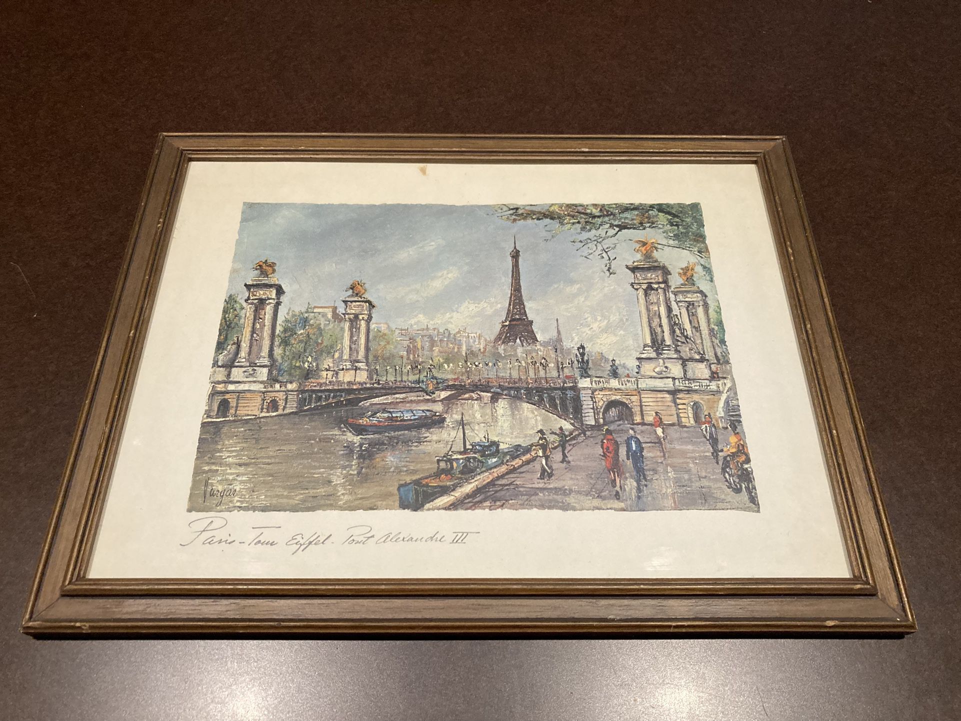 Paris - Tour Eiffel Pont Alexander III et Tour Eiffel Limited Edition Print Vargas 17” x 13”