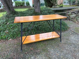Entryway table solid wood and iron frame