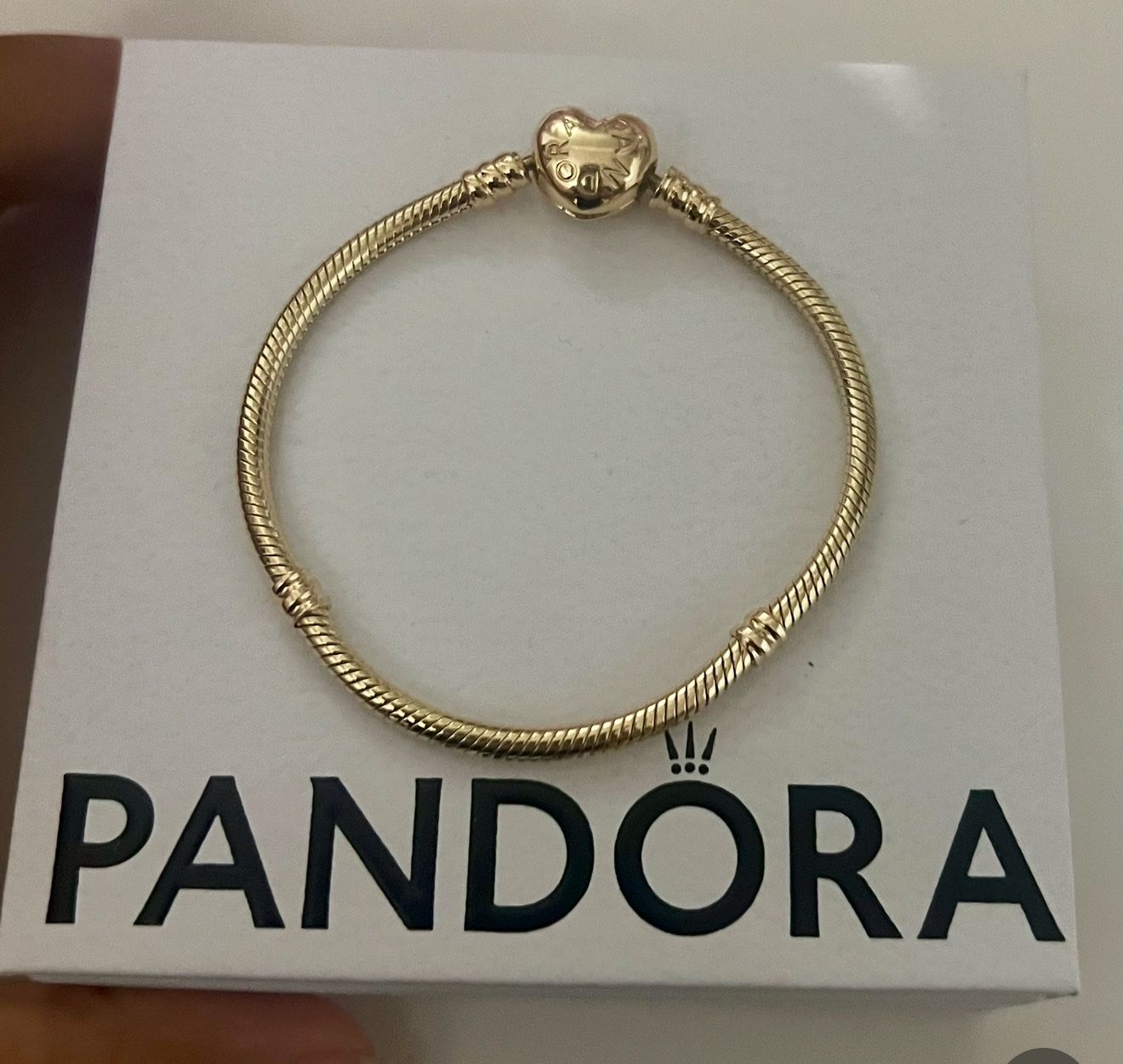 Pandora Moments Heart Clasp Snake Chain Bracelet 14k gold