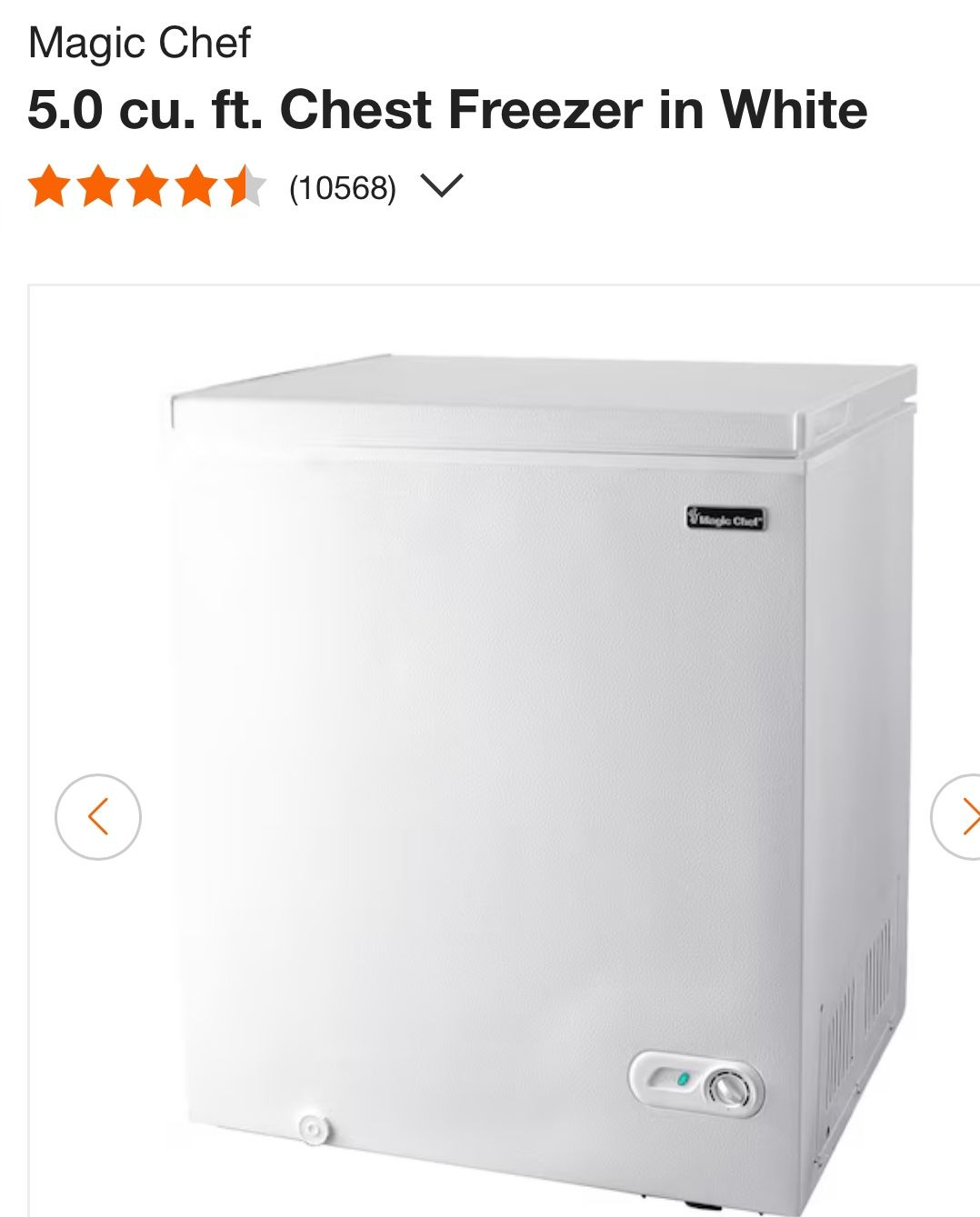 Nearly New Chest Freezer 5cubic Feet. 