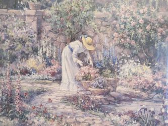 Barbara Mock "Her Garden" large paintingSigned by artist Barbara Mock. Brand new 39x36 beautiful  pastel colors
