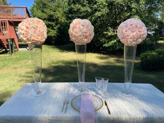 3 Peach & Pink Floral Centerpieces - Wedding Decor