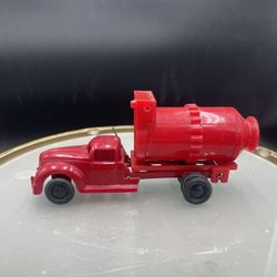 Vintage 1950s Ideal Plastic Toy Red Cement Truck Mixer 6” 