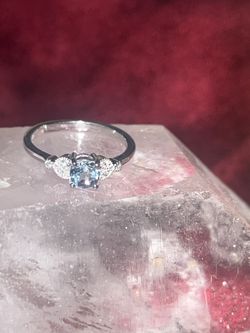 Aquamarine Engagement Ring In 14K White Gold New