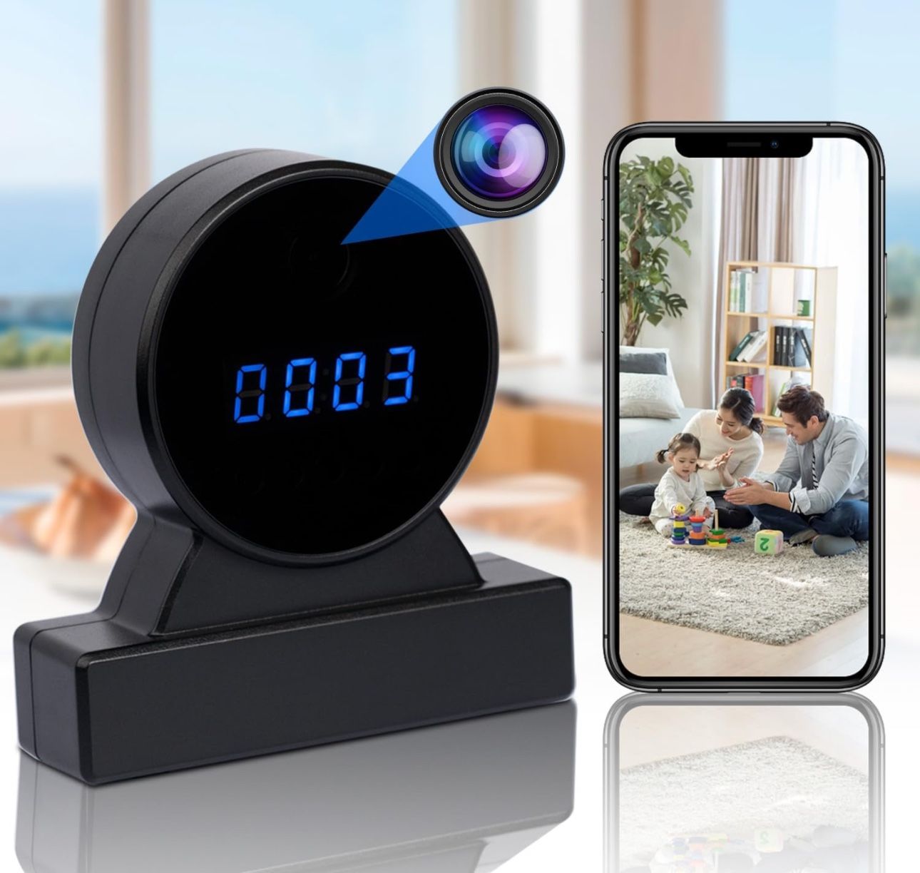 FULL HD 1080P Camera Clock Wireless Camera WiFi Secret Cam Strong Night Vision Indoor Security Monitoring Local Storage