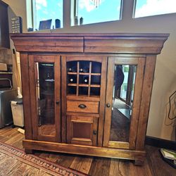 Beautiful Display Hutch With Hidden Drawers And Wine Rack