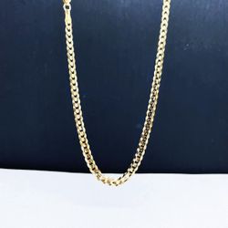 14k Solid Gold Cubana Chain 22” 4mm