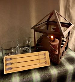 Jack Daniels Honey Whiskey Glasses + Bee Stirs & White Barn Bear/Christmas Tree Candle Lantern  Gift Bundle