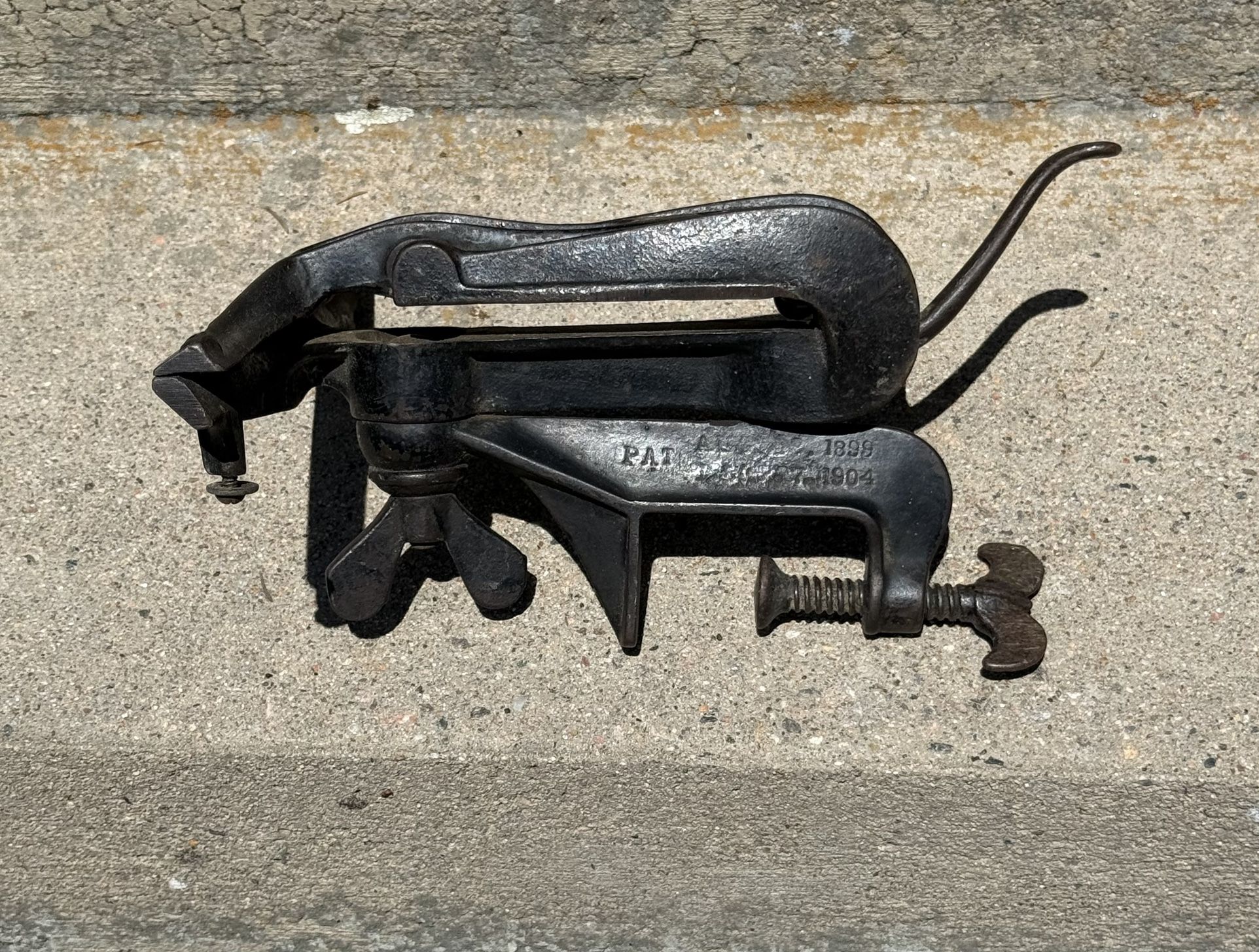 Antique E.C. Stearns Swivel, Tiltable Saw Sharpening Vise, patented in 1899