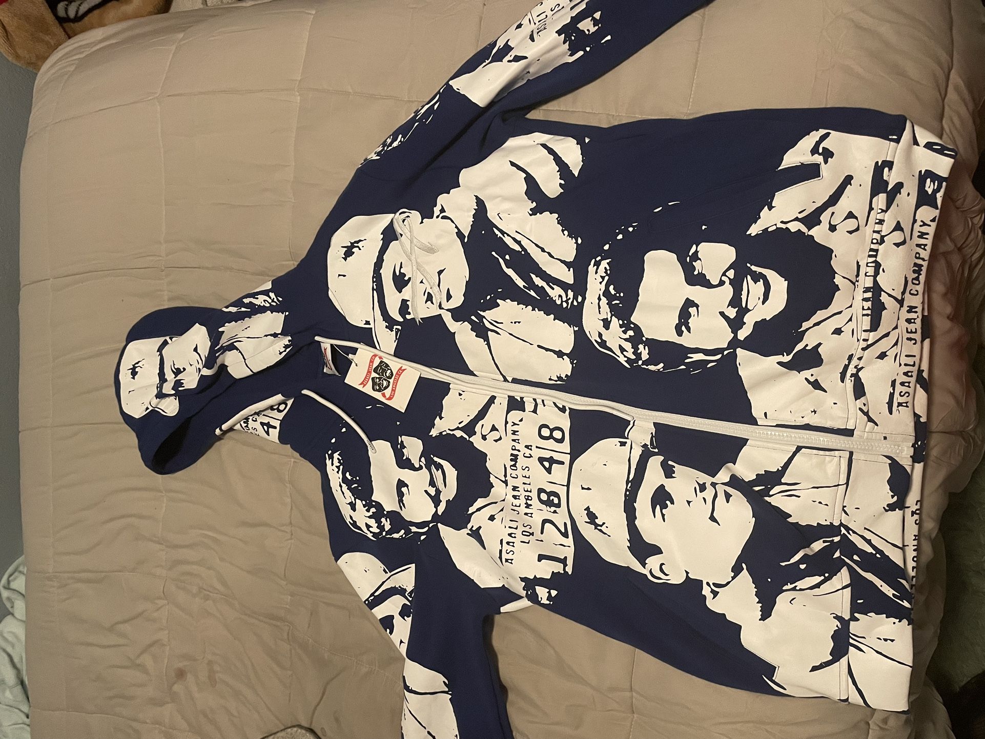 Asaali Blue And White Zip Up Large