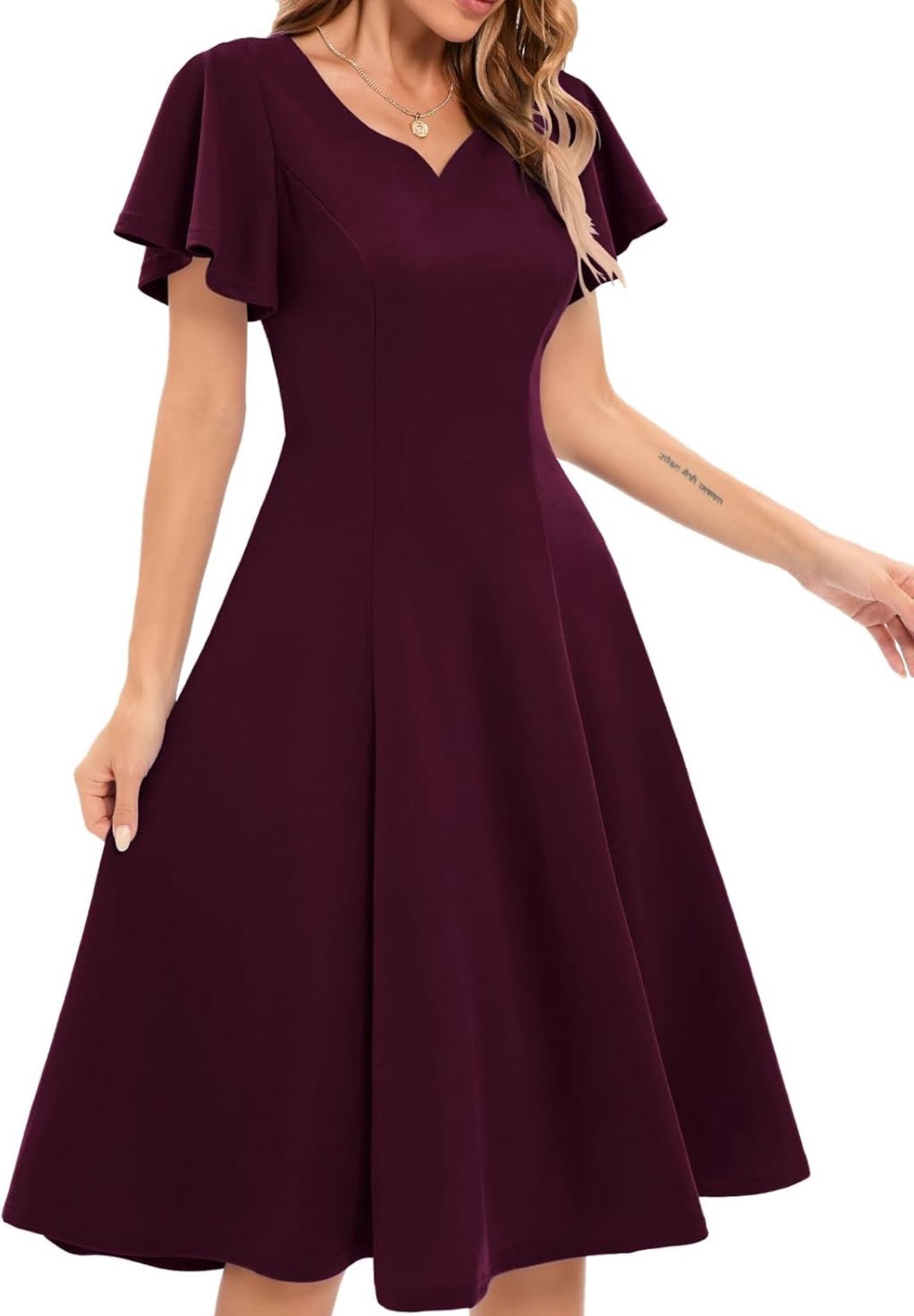 HomRain Wedding Guest Dresses for Women Vintage Short Sleeves Size Medium.