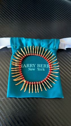 Harry Berb New York Gold Spike Red Bead Bracelet
