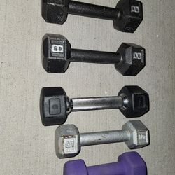 dumbbell - 5 pcs
8 lbs - 2 pcs
5 lbs - 3 pc
all for $10