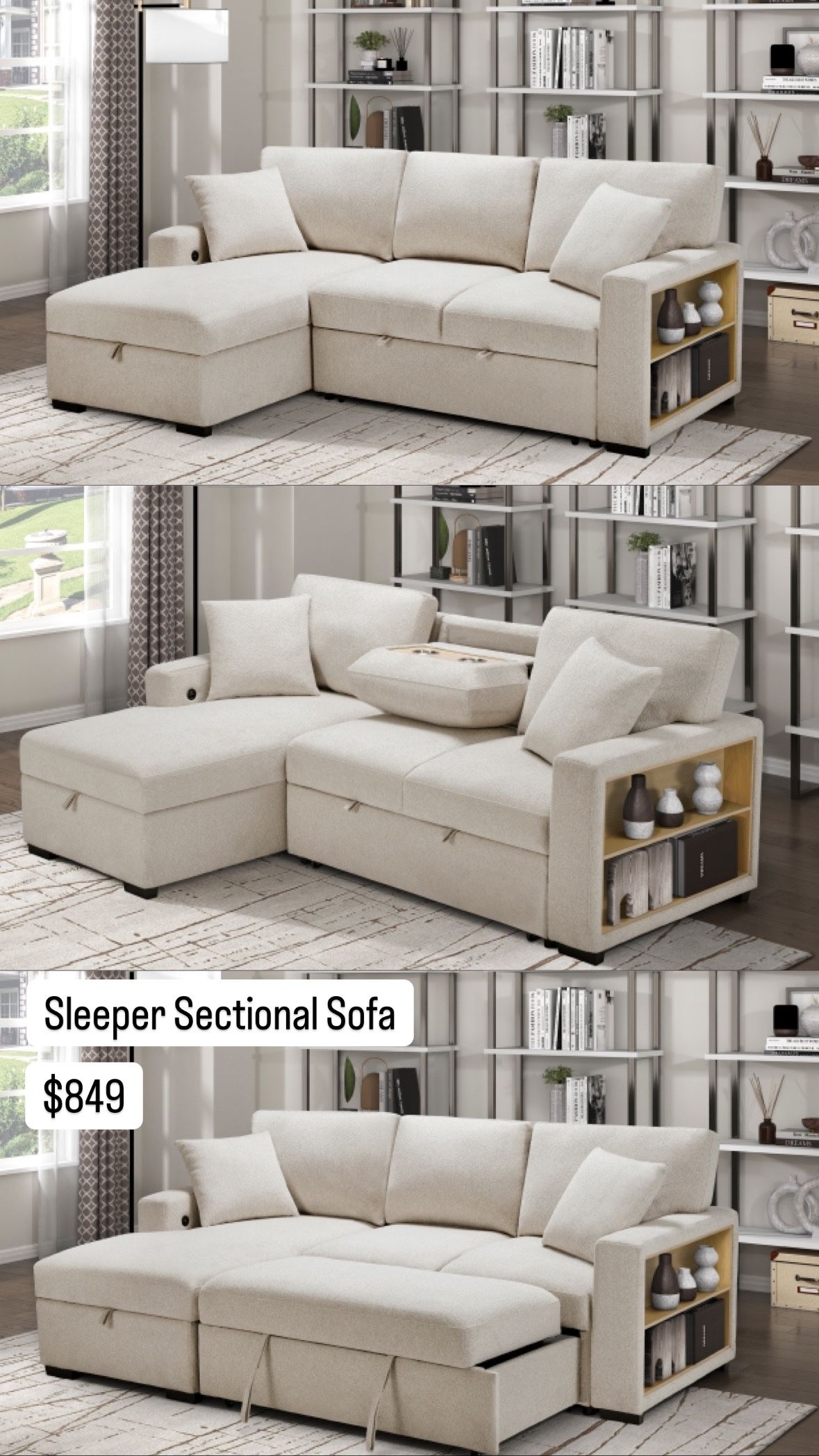 Sleeper Sectional. $53 Down Payment