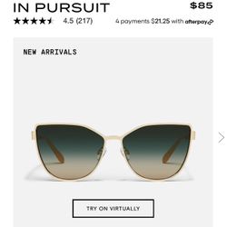 •2025 Quay Drop• BNWT IN PURSUIT gold frame/palm taupe lenses Sunglasses