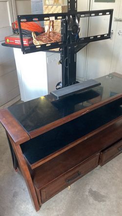 Wood TV Stand with Swivel TV Mount