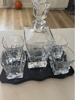 SELL BY 7/7!: The Wine Savant “Ridge” Crystal Whiskey Decanter Set - Used Once, Like New