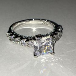 Silver 925 Classic Princess Engagement Ring